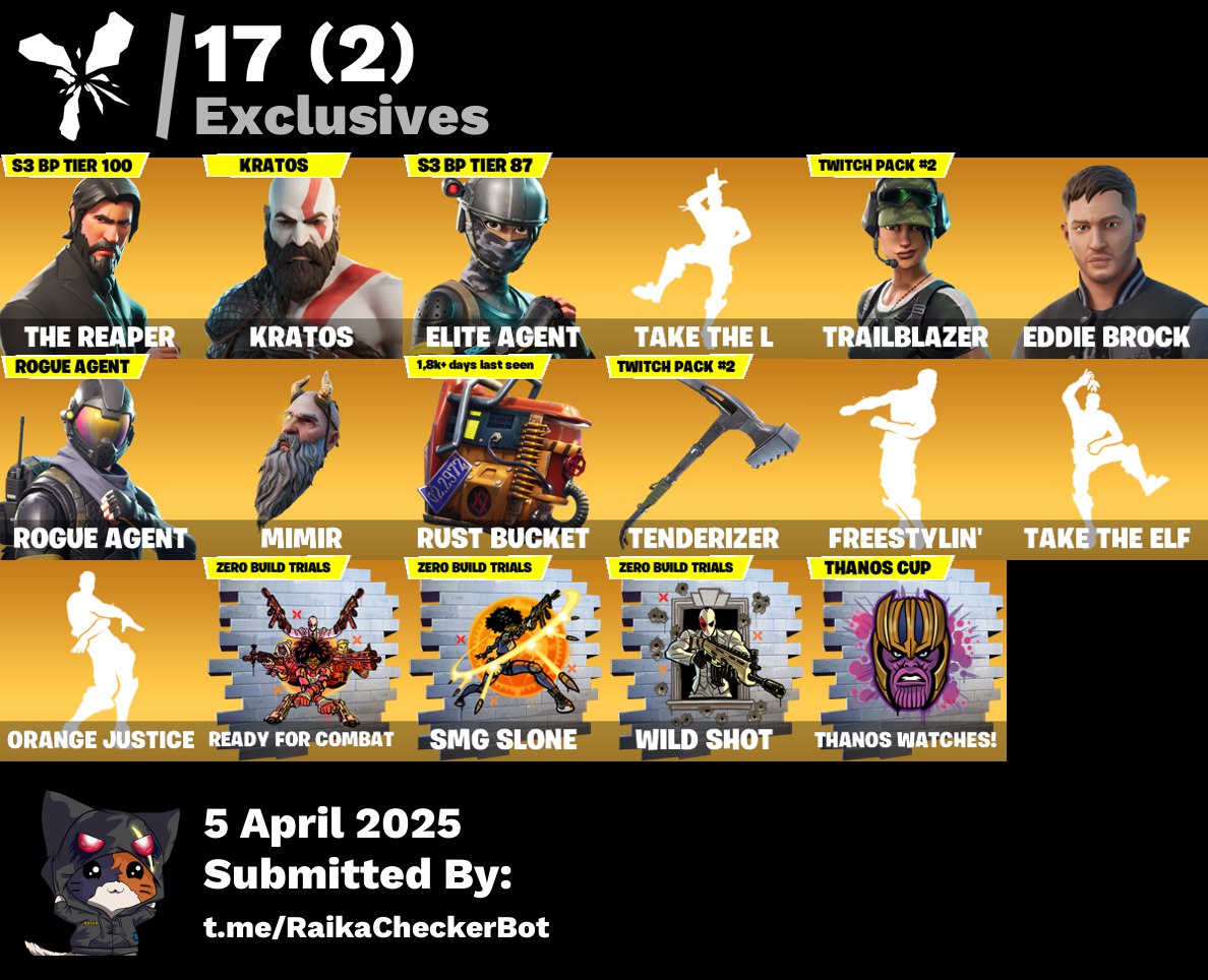 Account [PC/PSNXBOX] 175 skins | The Reaper | Kratos | Elite Agent | Take The L | 200 VB