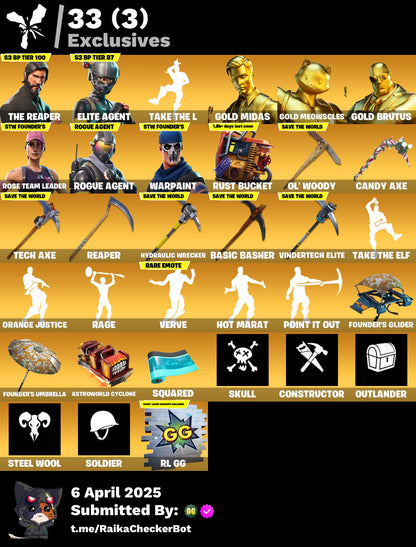 Account PC/PSN/XBOX 136 skins | OG STW | The Reaper | Take The L