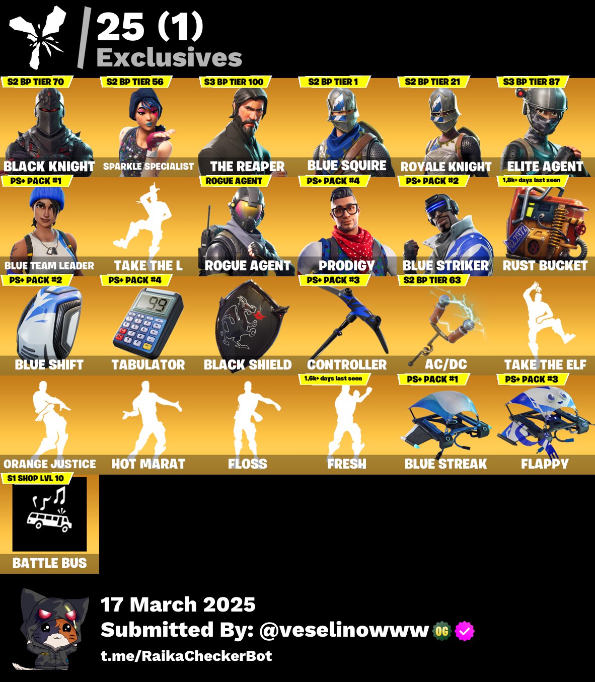 Account [PC/PSN/XBOX] 57 skins | Black Knight | The Reaper | Take The L | 1500 VB