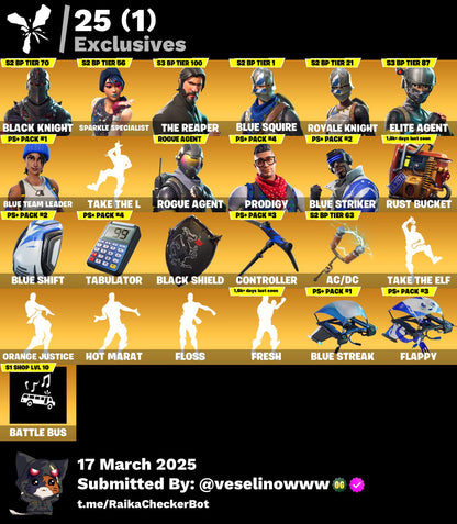 Account [PC/PSN/XBOX] 57 skins | Black Knight | The Reaper | Take The L | 1500 VB