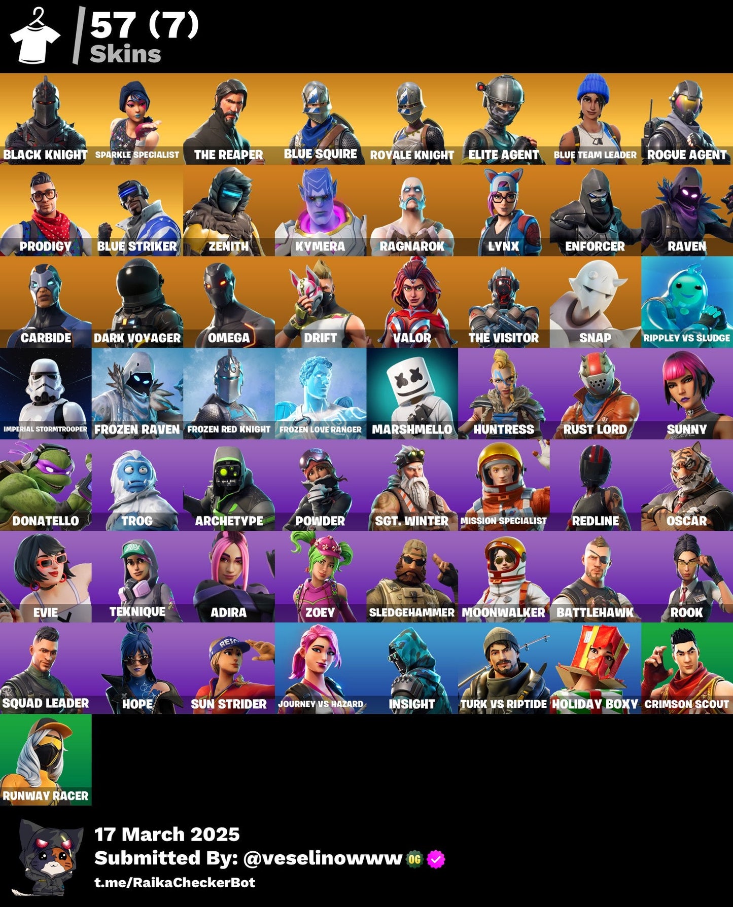 Account [PC/PSN/XBOX] 57 skins | Black Knight | The Reaper | Take The L | 1500 VB