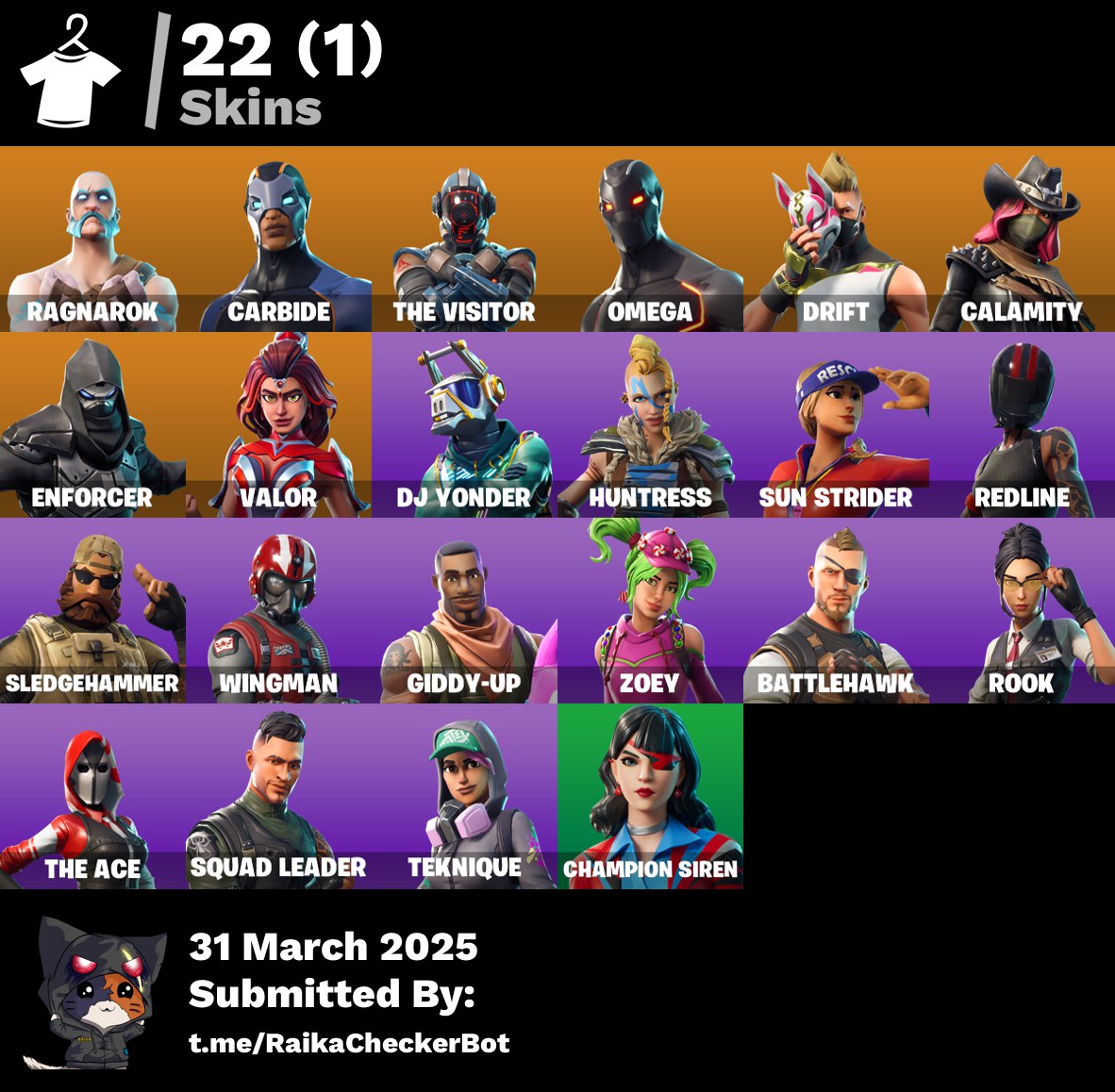 Account [PC/PSN/XBX] 22 skins | Ragnarok | Carbide | The Visitor | Omega | Drift | Calamity | 150 vb