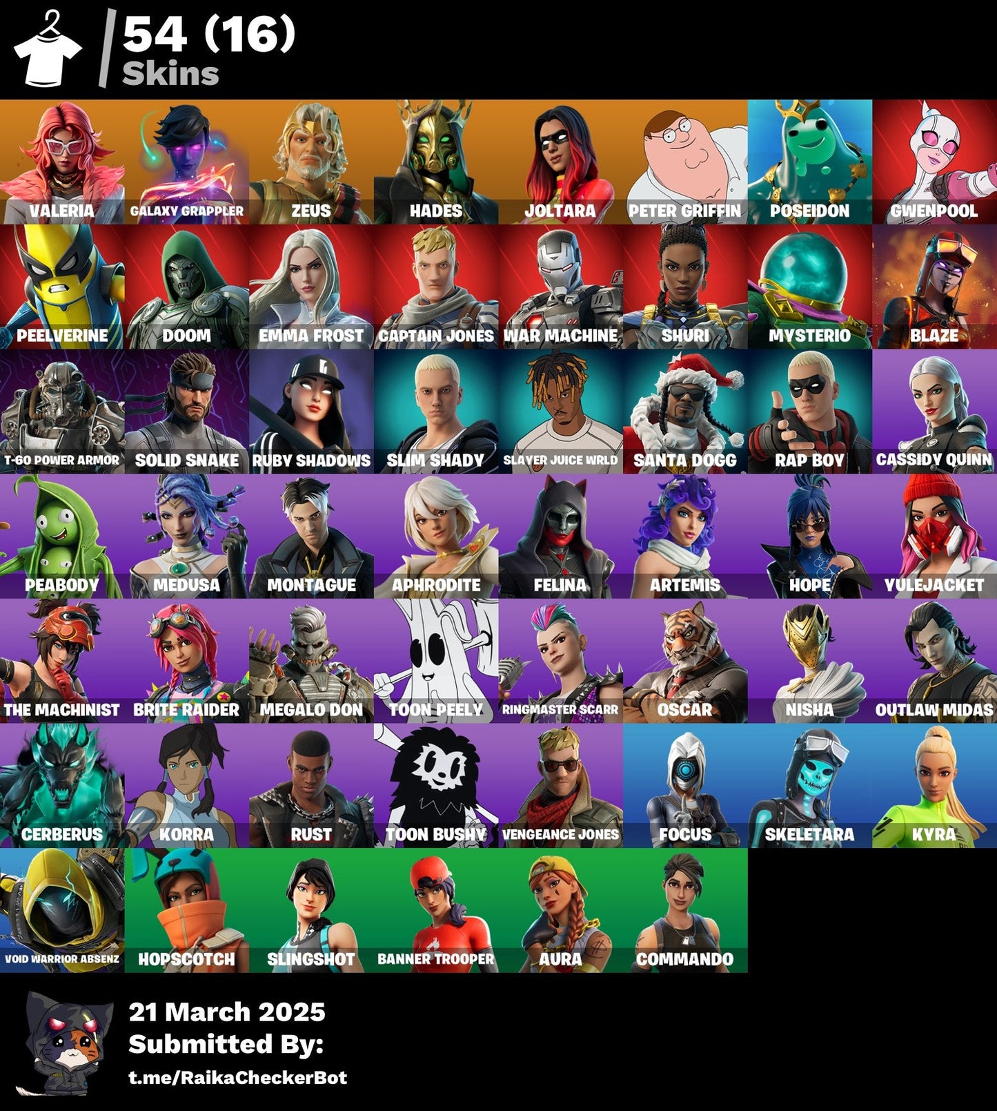 Account [PC/PSN/XBX] 54 skins | Valeria | Galaxy Grappler  | Joltara | Peter Griffin |  |  0 VB