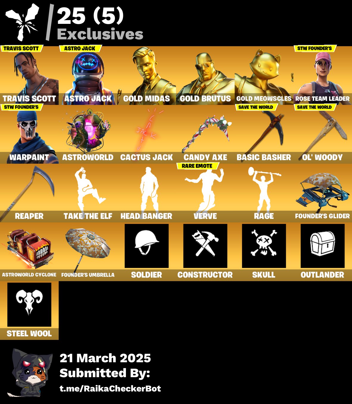 Account PC/PSN/XBX] 179 skins | OG STW | Travis Scott | Astro Jack | Gold Midas | Gold Brutus