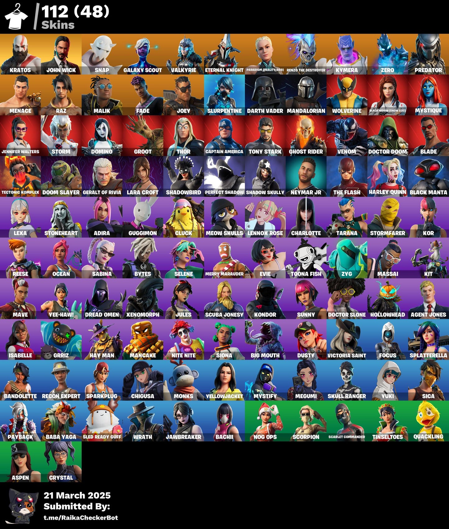 Account [PC/PSN/XBX] 112 skins | Kratos | John Wick | Snap | Galaxy Scout | Leviathan Axe | 880 vb