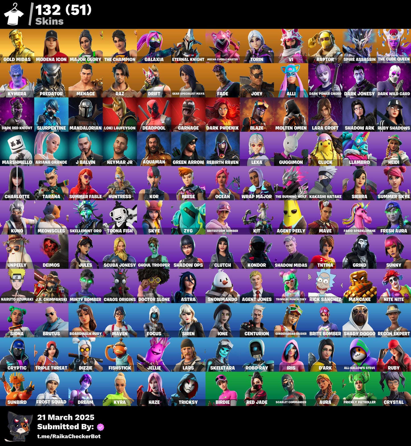 Account [PC/PSN/XBX] 132 skins | Gold Midas | Modena Icon | Major Glory | The Champion | Galaxia |  1900 VB