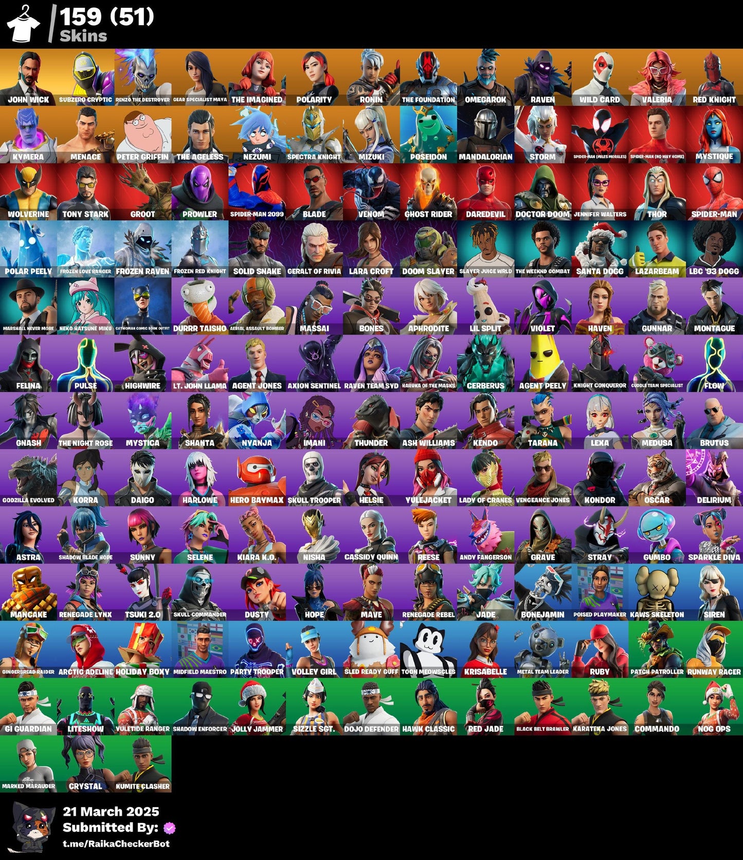 Account [PC/PSN/XBX] 159 skins | John Wick | Subzero Cryptic | Renzo the Destroyer | 800 vb