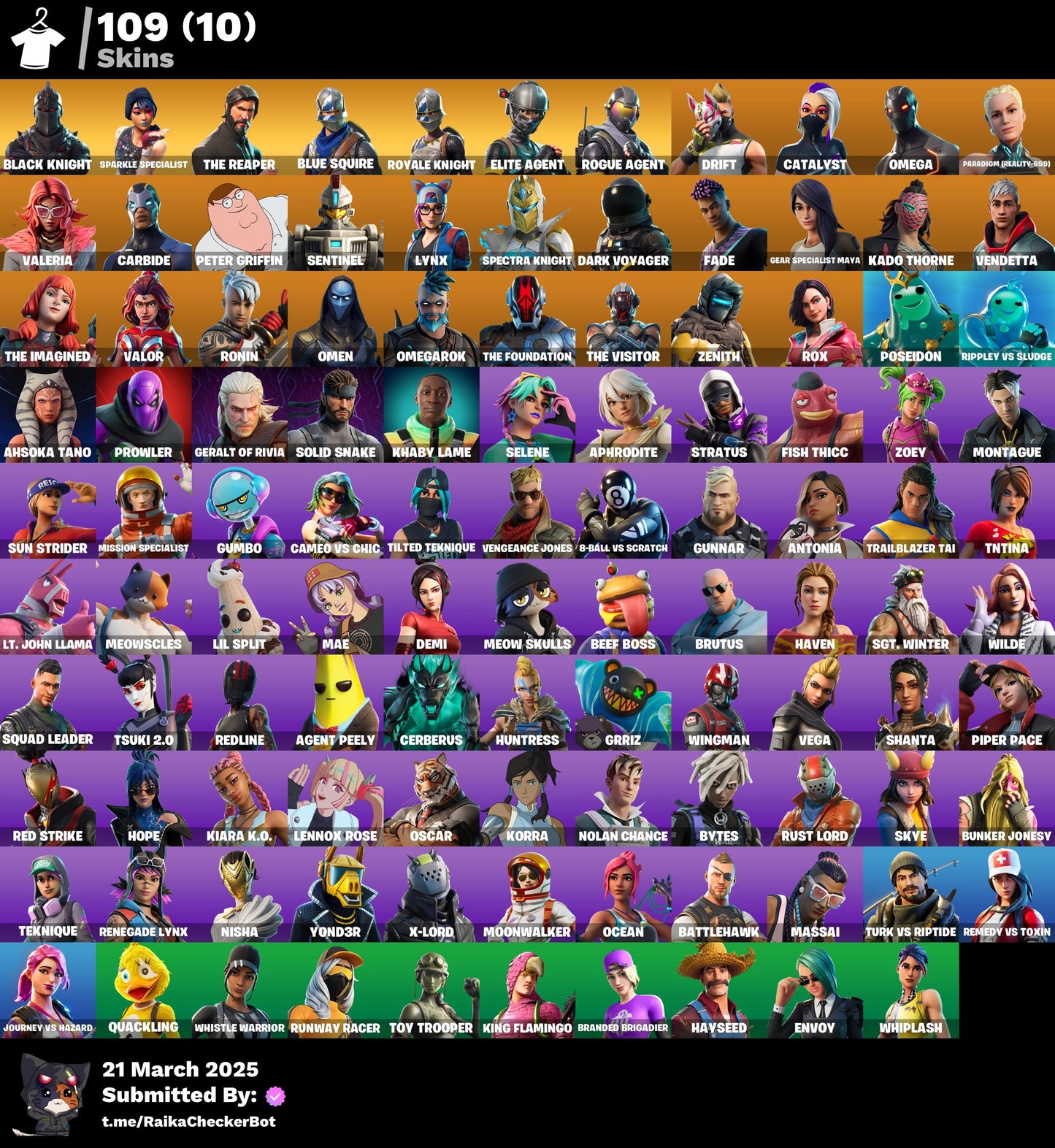 Account [PC/PSN/XBX] 109 skins | Black Knight | Sparkle Specialist | The Reaper | Blue Squire | Royale Knight | Elite Agent | Mako | Take The L | 1050 vb