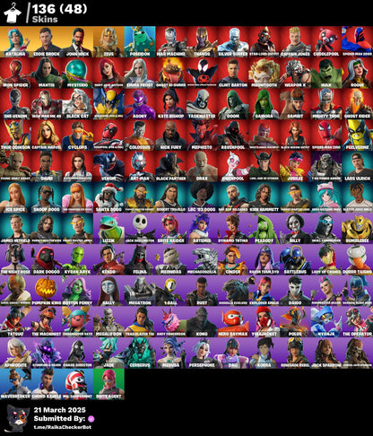 Account [PC/PSN/XBX] 136 skins | Katalina | Eddie Brock | John Wick | Zeus | Poseidon | | Thanos | 700 Vb