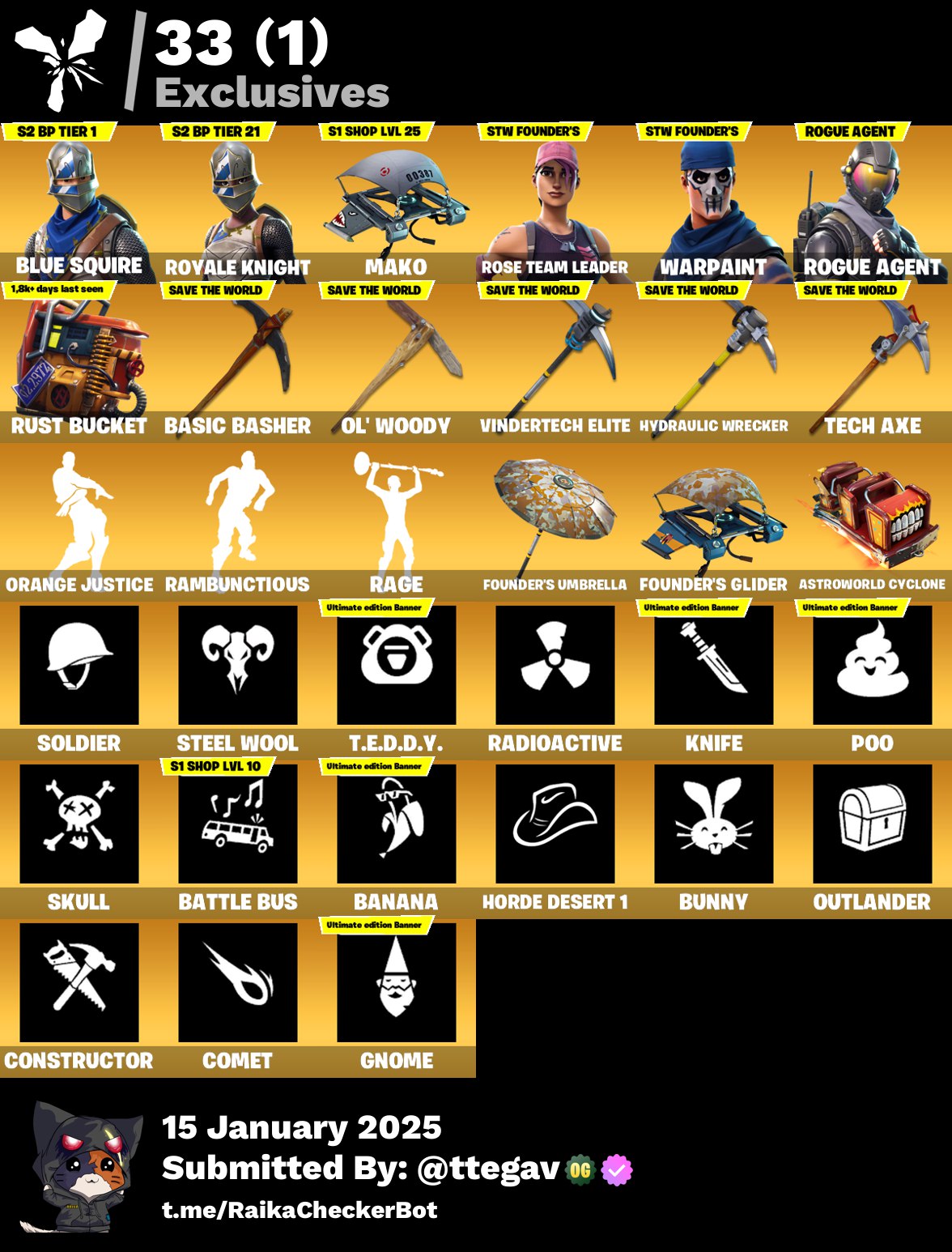 Account [PC/PSN/XBOX] 36 skins | OG STW | S2 | Mako | Rogue Agent