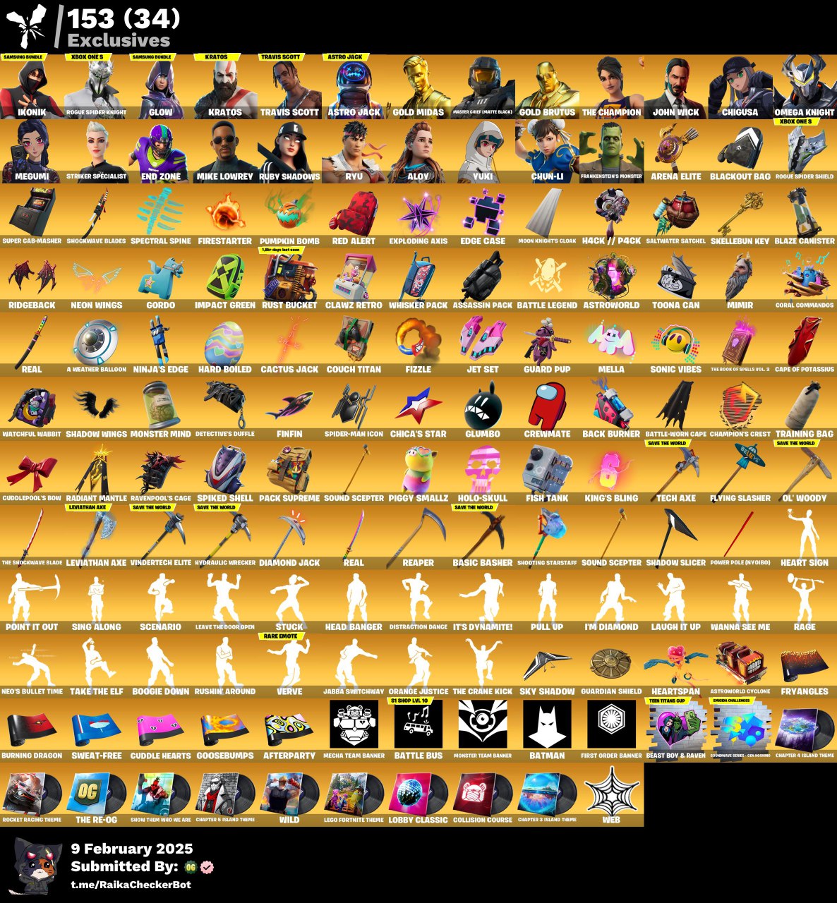 Account [PC/PSN/XBOX] 253 skins | IKONIK | Rogue Spider Knight | Glow | Kratos | Travis Scott | Astro Jack | 105 VB
