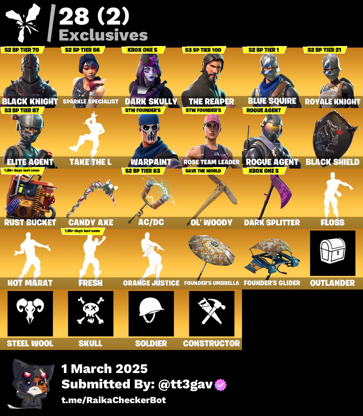 Account [PC/PSN/XBX] 77 skins | OG STW | Black Knight | Sparkle Specialist | Dark Skully | The Reaper 150 VB