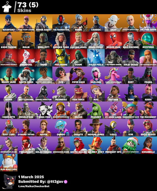 Account [PC/PSN/XBX] 73 skins | OG STW | Take The L | Rogue Agent 800 VB