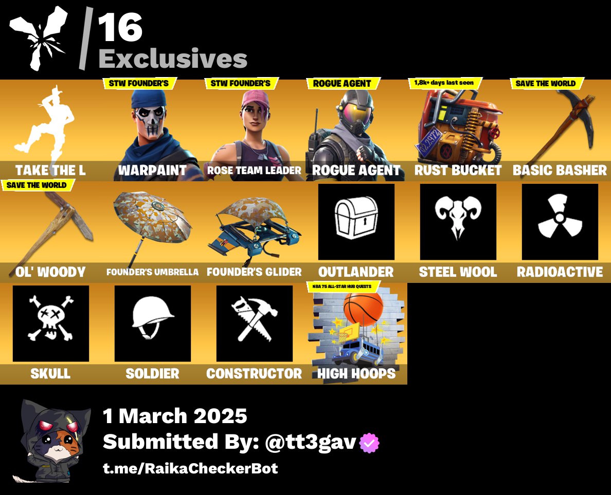 Account [PC/PSN/XBX] 73 skins | OG STW | Take The L | Rogue Agent 800 VB