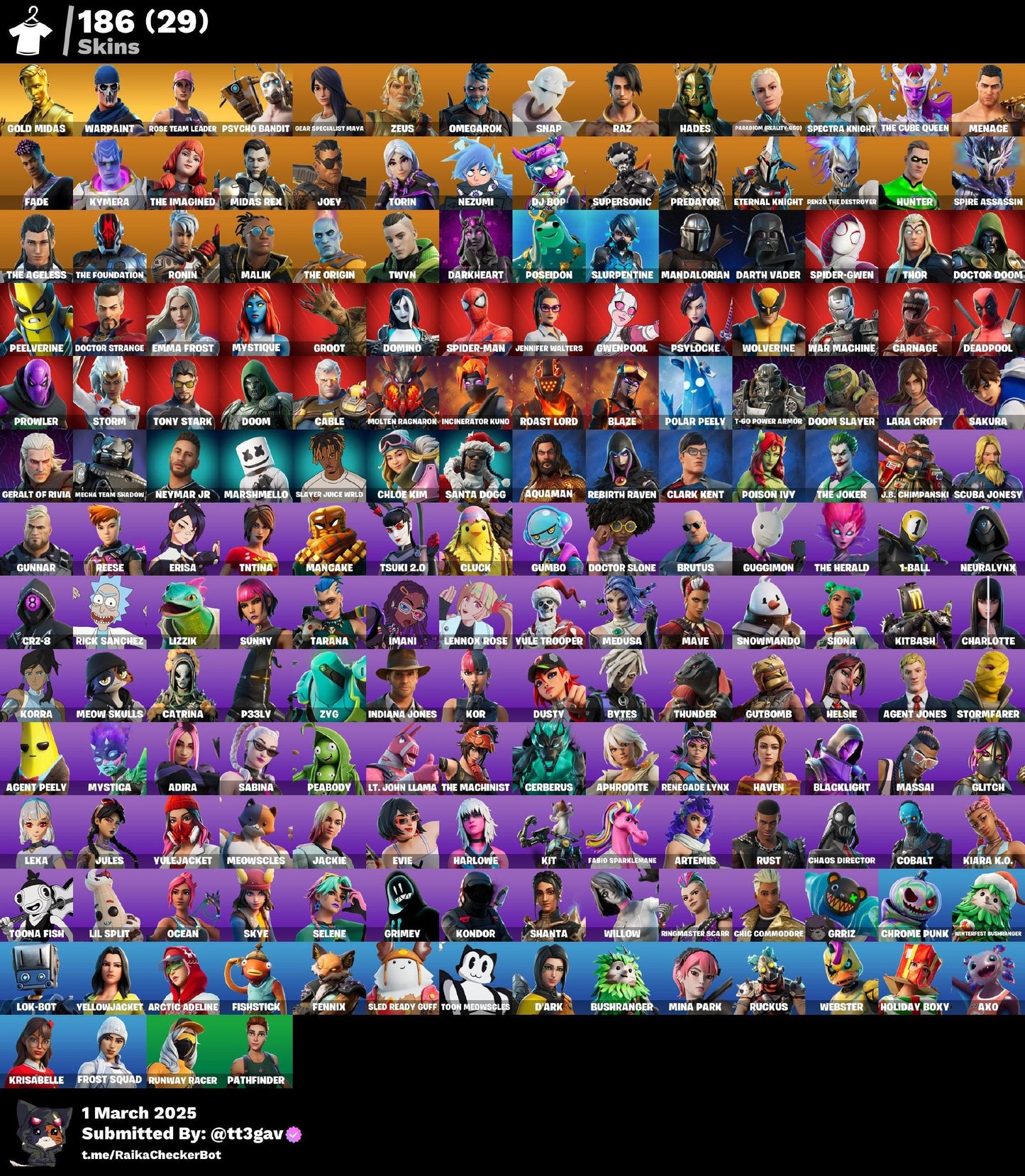 Account [PC/PSN/XBX] 186 skins PARENTAL: 11111 | OG STW | Gold Midas | Psycho Bandit
