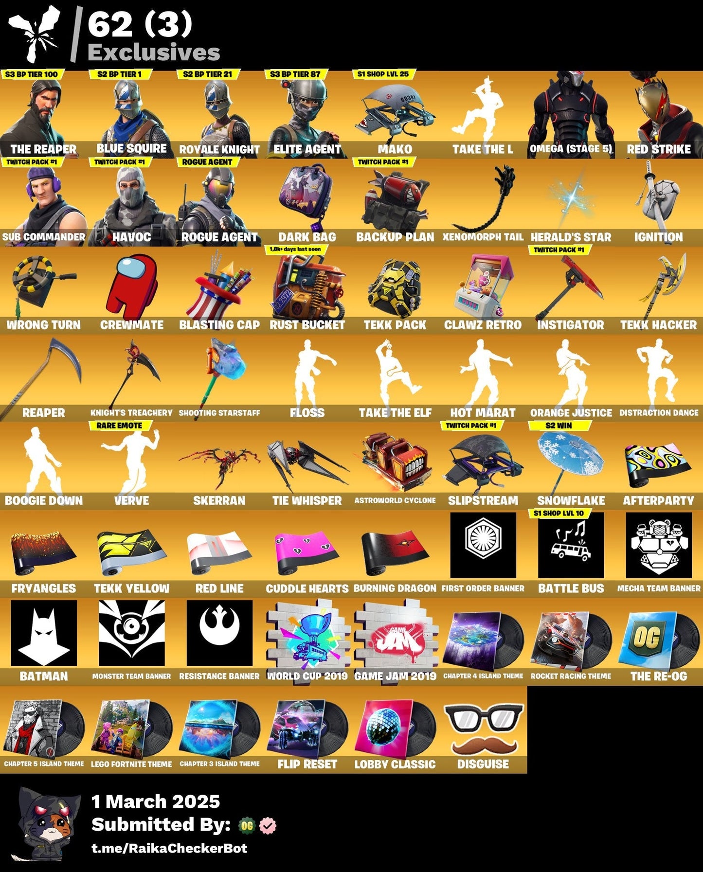 Account [PC/PSN/XBOX] 116 skins | The Reaper | Blue Squire | Royale Knight | Take The L | Omega (stage 5) | FLOSS | 9400 VB