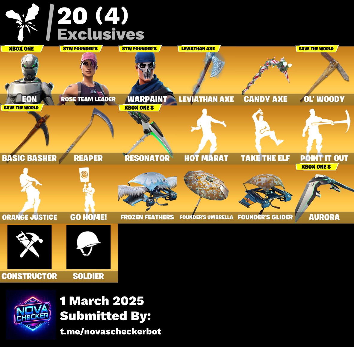 Account [PC/PSN/XBOX] 147 skins | OG STW | Eon | Leviathan | 200 VB