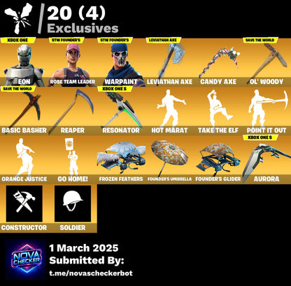 Account [PC/PSN/XBOX] 147 skins | OG STW | Eon | Leviathan | 200 VB