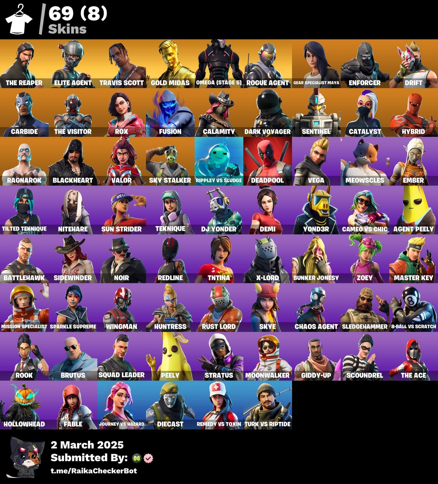 Account [PC/PSN/XBPX] 69 skins | The Reaper | Travis Scott | Take The L | Omega (stage 5)