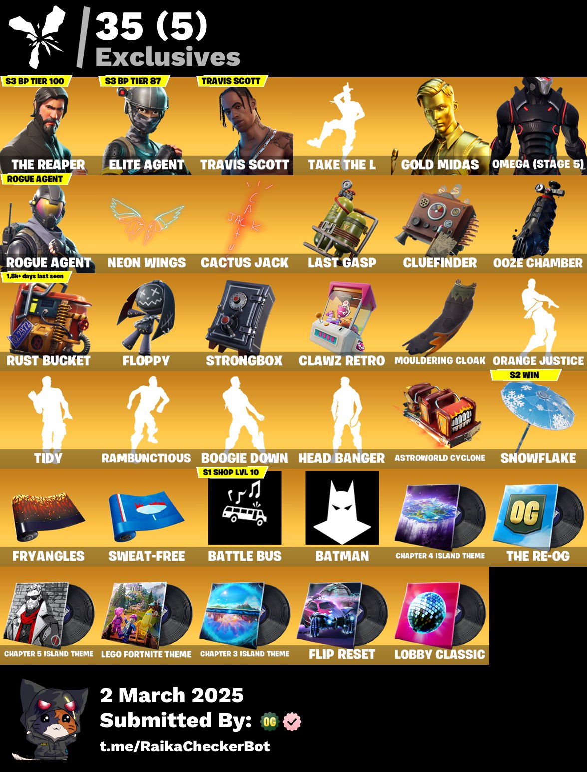 Account [PC/PSN/XBPX] 69 skins | The Reaper | Travis Scott | Take The L | Omega (stage 5)