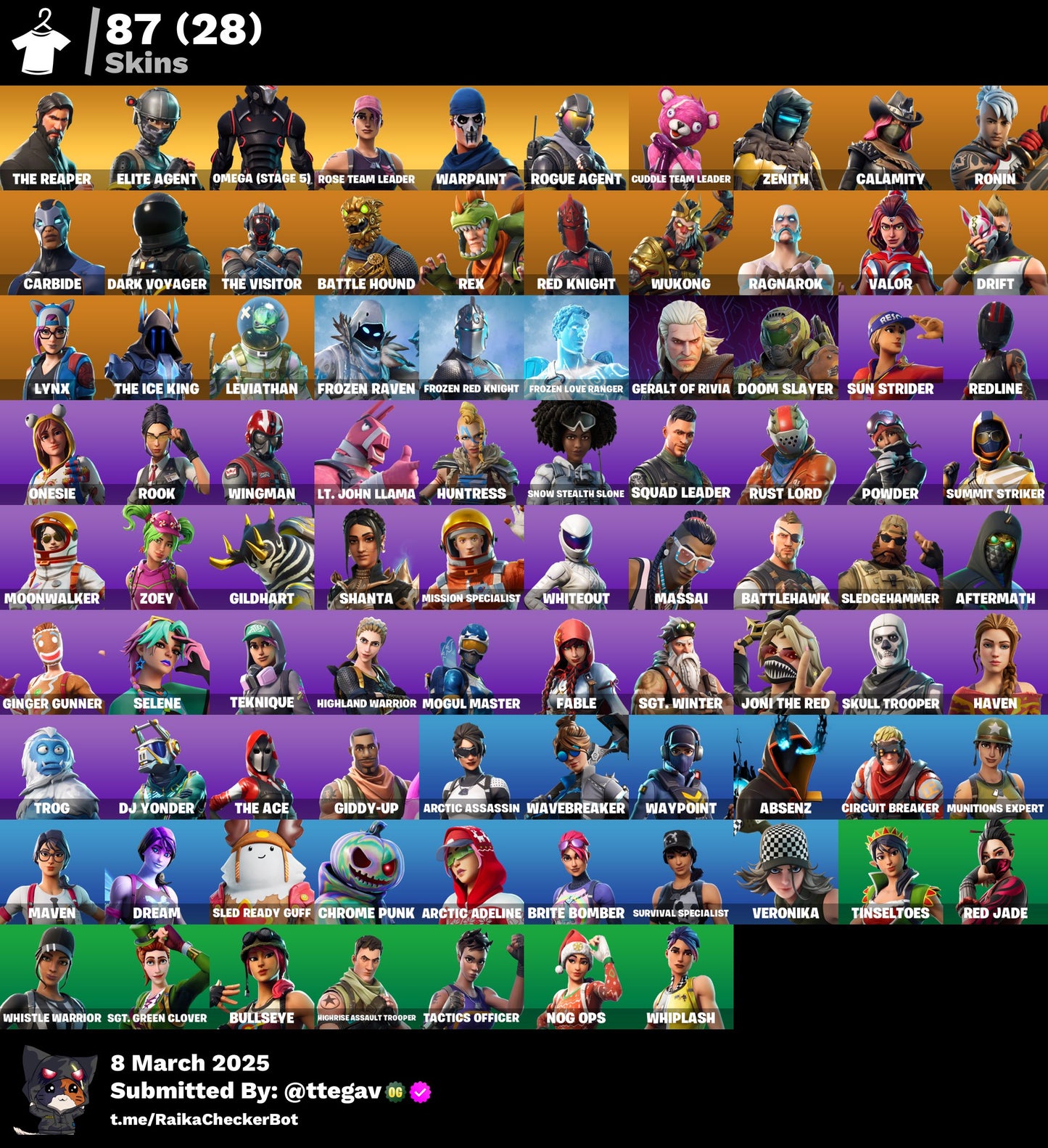 Account [PC/PSN/XBOX] 87 skins | OG STW | The Reaper |  Omega (stage 5) |  970 VB