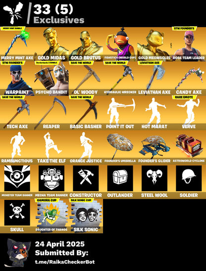 Account [PC/PSN/XBOX] 220 skins | OG STW | Merry Mint Axe |  | Psycho Bandit |