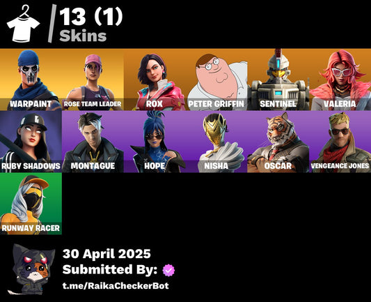 Account [PC/PSN/XBOX] 13 skins | OG STW | Rox | Peter Griffin | Sentinel | 1010 VB