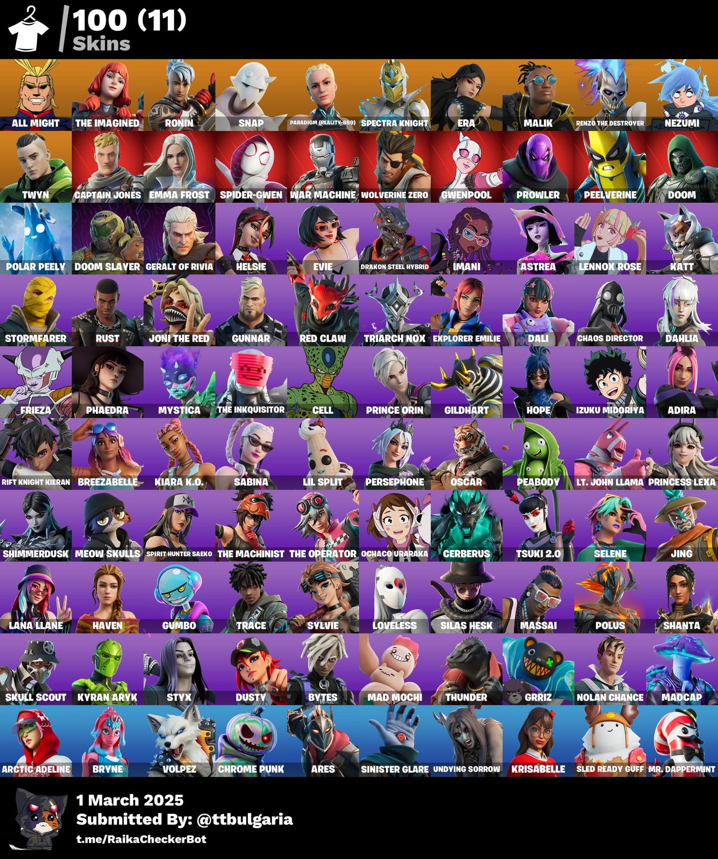 Account [PC/PSN/XBX] 100 skins | OG STW | All Might  2300 VB