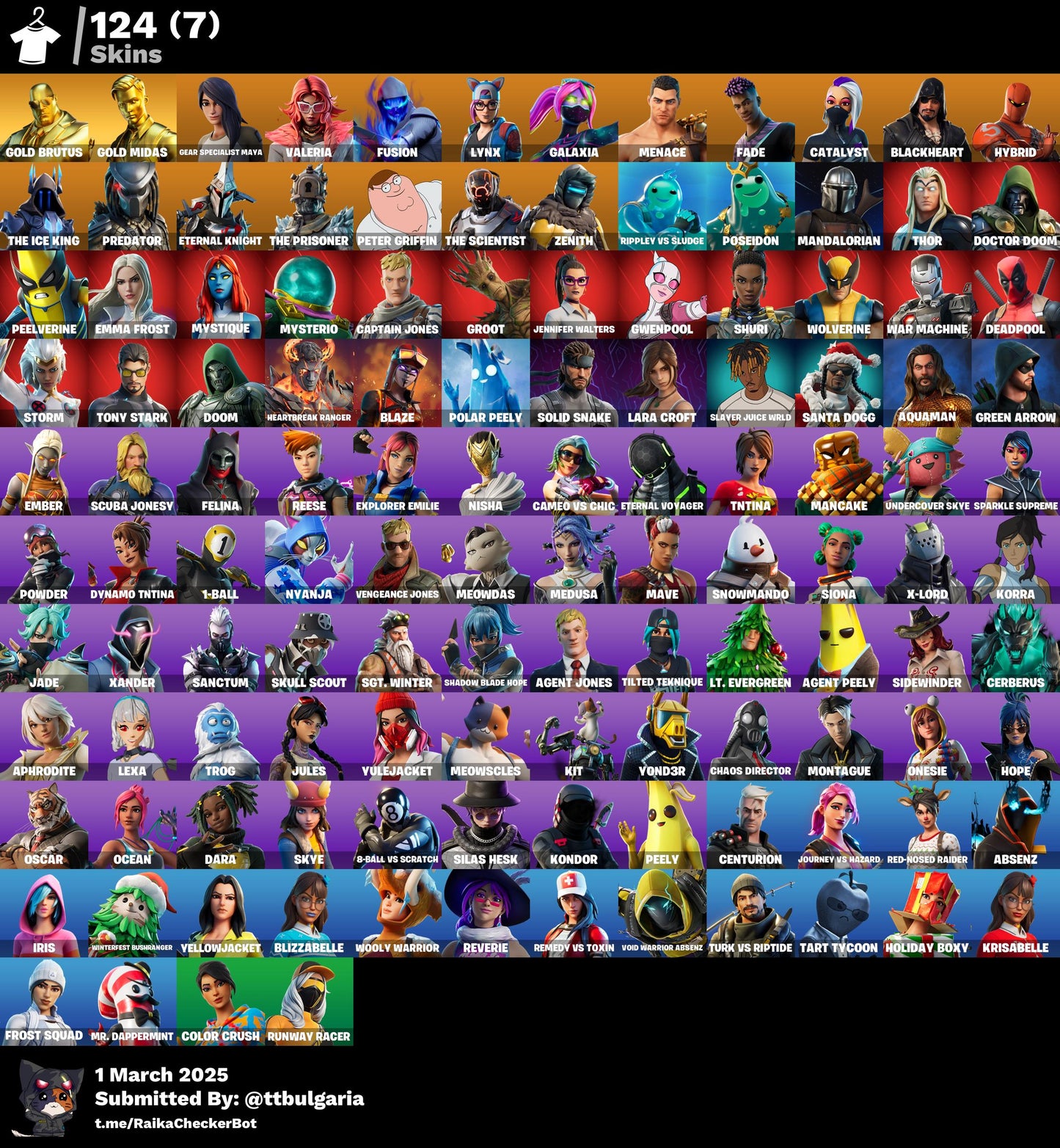 Account [PC/PSN/XBX] 124 skins | Gold Brutus | Gold Midas 550 VB