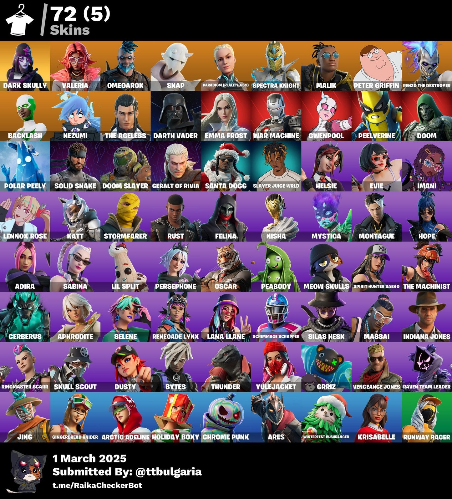 Account [PC/PSN/XBX] 72 skins | Dark Skully | Valeria | Omegarok